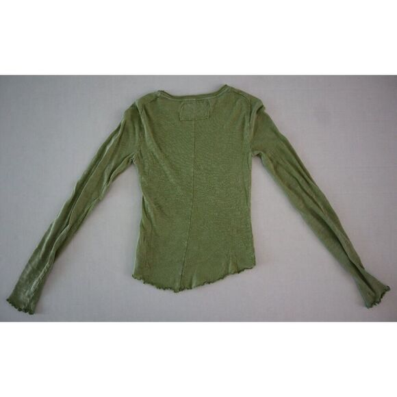 We The Free x Free People OB1593368 Women Sz XS Green Be My Baby Long Sleeve Top - Picture 7 of 8